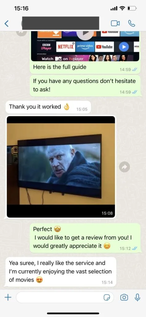 WhatsApp feedback screenshot 1